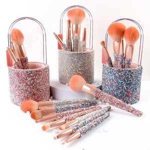 Luxury 12pcs Glitter Bling Makeup Brushes Diamond Make Up Brush Set With Rhinestones Makeup Brush Set Pink High Quality