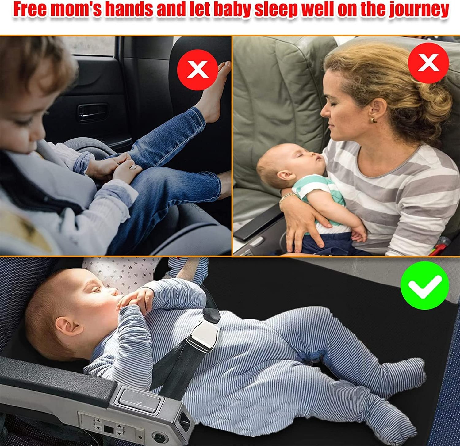 portable Airplane Footrest for Kids Travel Bed Hammock for Flights Baby Seat Extender Travel Essentials Accessories