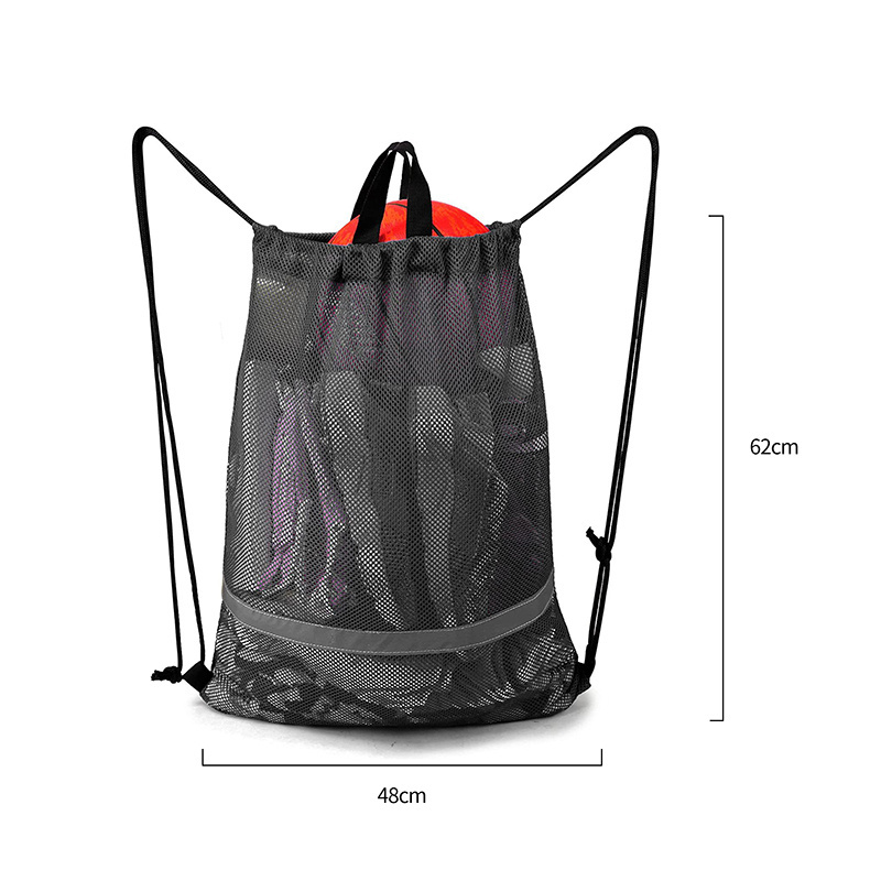 Large Sports Mesh Soccer Ball Bag Heavy Duty Drawstring Bags Team Work for Holding Basketball Mesh Equipment Bag