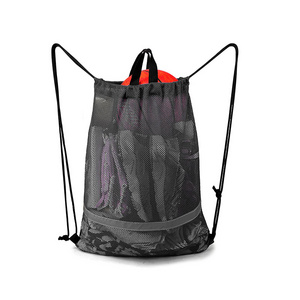 Large Sports Mesh Soccer Ball Bag Heavy Duty Drawstring Bags Team Work for Holding Basketball Mesh Equipment Bag