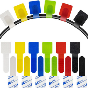 Self-Adhesive Cable Cord Labels Wire Labels Write On Hook and Loop Cable Ties Cord Tags for Cable Management and Identification