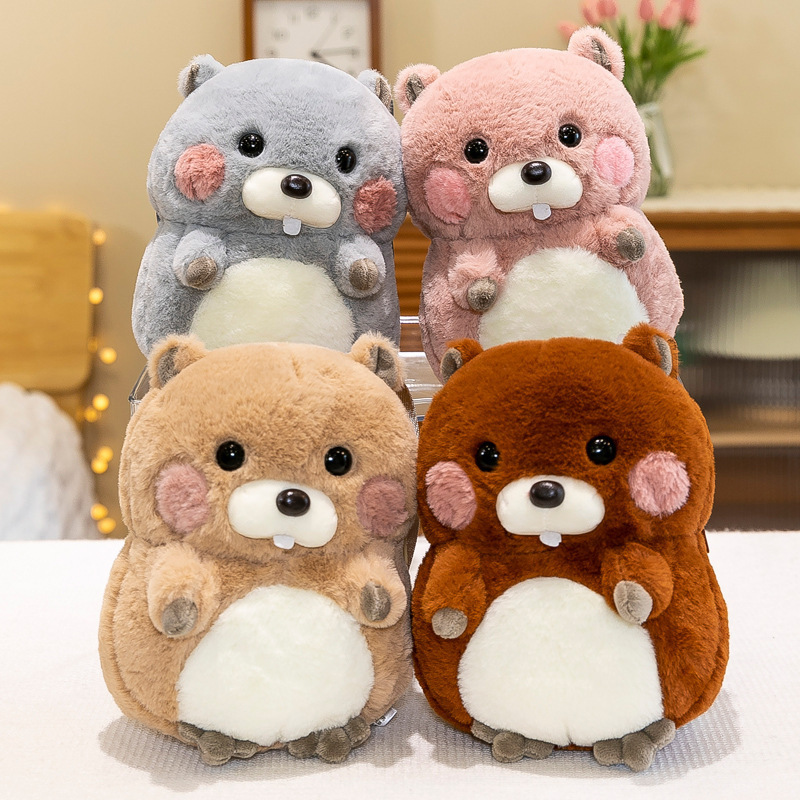 2023 Creative Cute Little Hamster Shoulder Crossbody Bag Stuffed Animal Groundhog Toys Christmas Plush Backpack for Girls