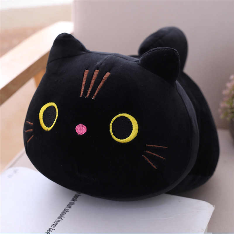 Best Seller Cute Black Cat Kitty Soft Fabric Stuffed Plush Animals Toy Home Decoration Long Cat Plush Pillow for Baby Gifts