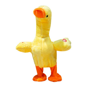 Hot Sale Electric Yellow Duck Talking Plush Toys Walking Speaking Funny Duck Stuffed Animal Cute Toys for Baby or Pet