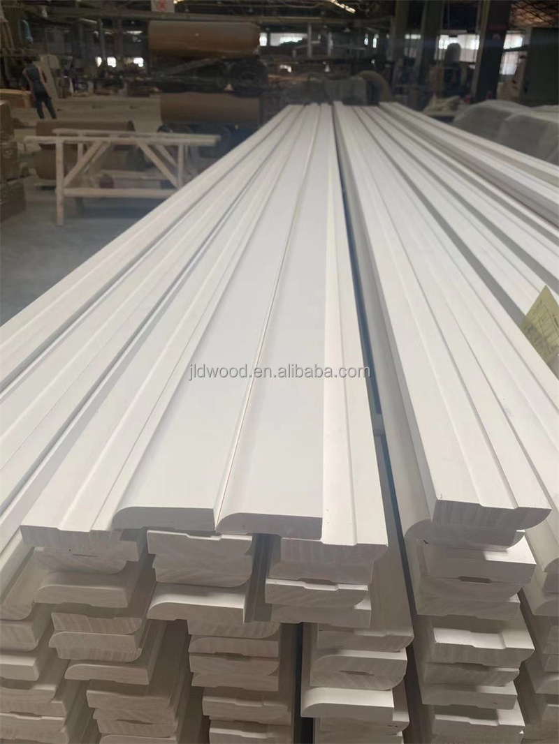 White Primer Surfaced Solid Baseboard solid wood moulding materiel Wood Moulding for Interior Decoration