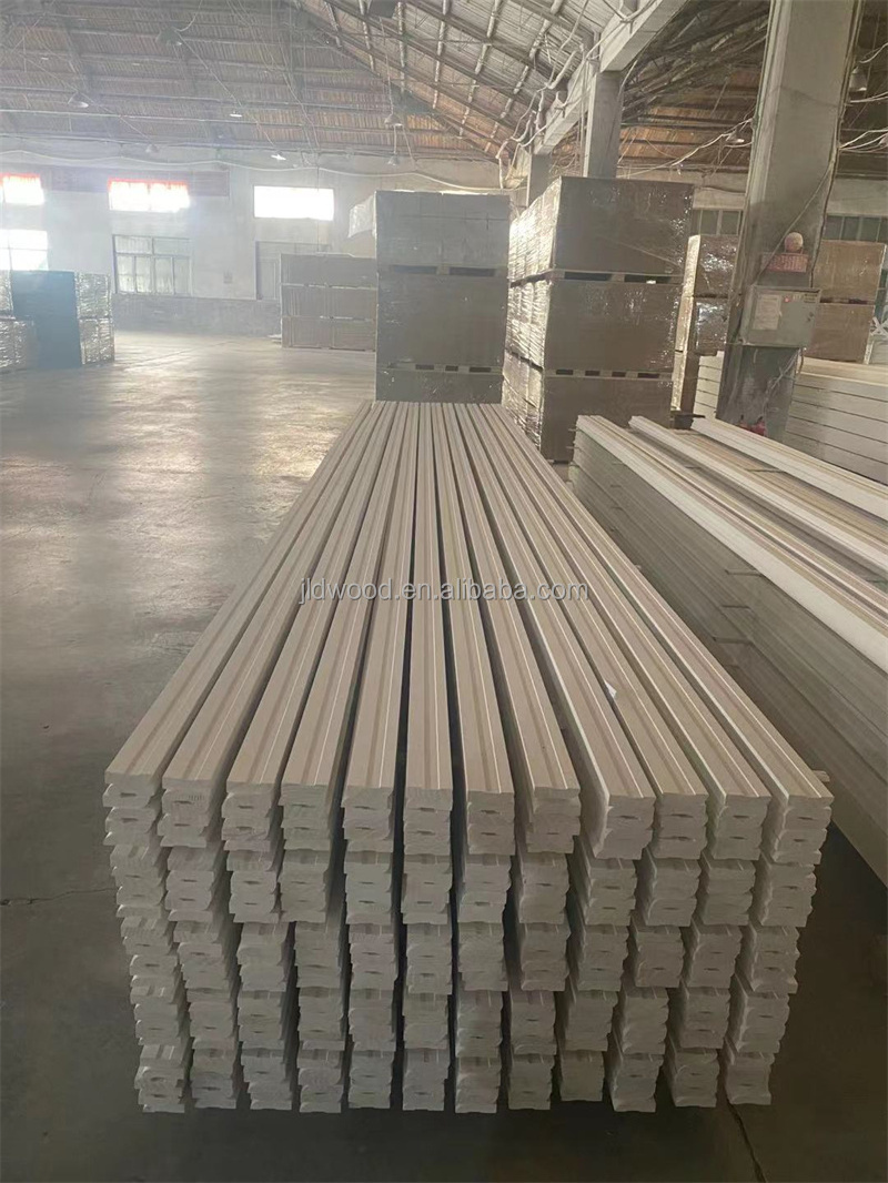 White Primer Surfaced Solid Baseboard solid wood moulding materiel Wood Moulding for Interior Decoration