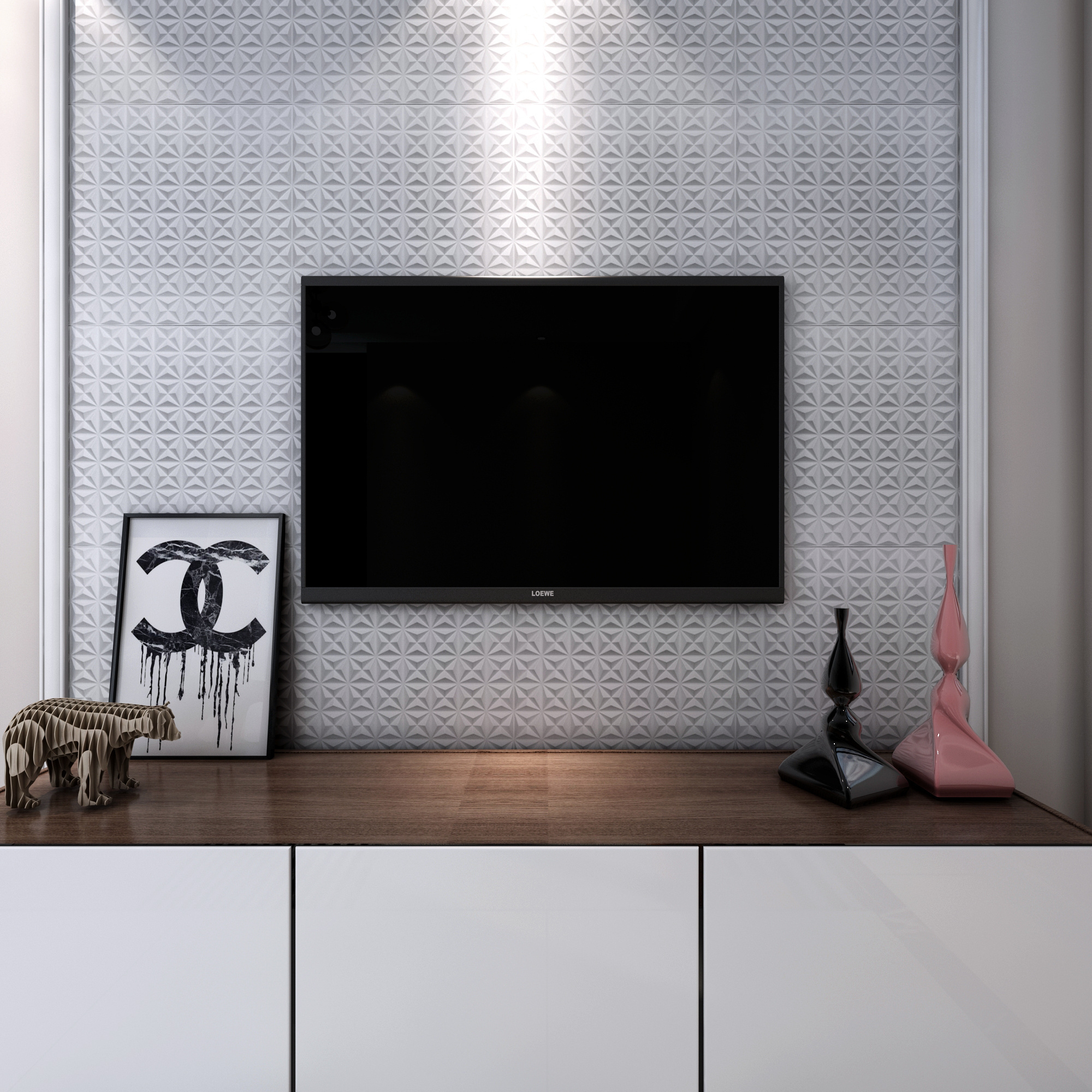 Nordic minimalist lines wave 3D wall panel Non self-adhesive plastic tile 3D wall sticker living room Bathroom wall paper