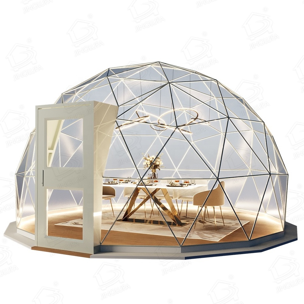 Outdoor luxury clear plastic camping garden dinning pod transparent igloo dome tent