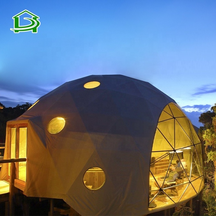 outdoor event waterproof PVC prefab glamping geodesic dome tent house