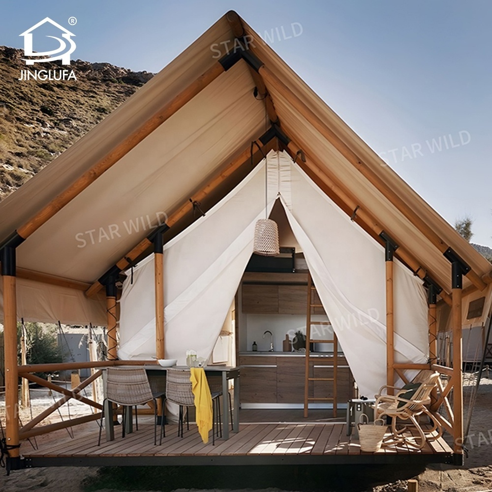 2024 New Design Outdoor Waterproof Steel Frame Family Canvas Tent Luxury Hotel Living Resort Glamping Safari hotel Tent