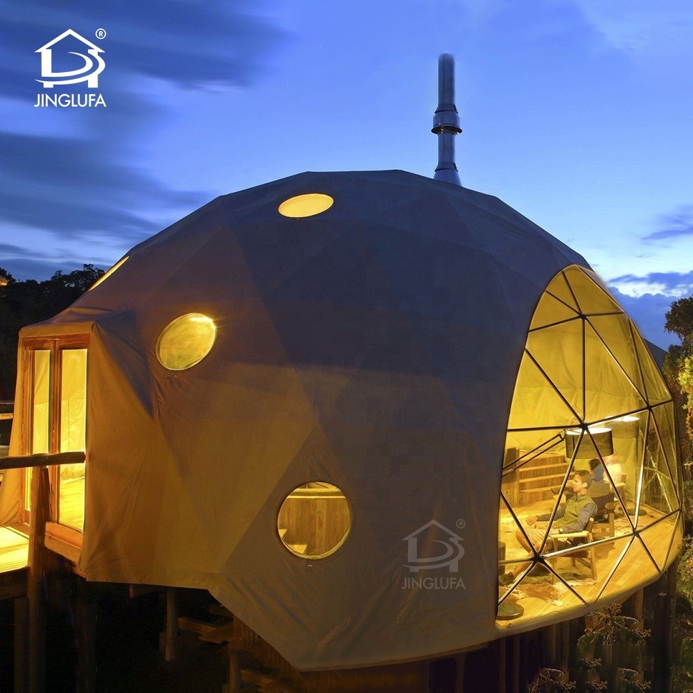 6m 8m 12m geo glamping dome tent with bathroom luxury geodesic dome tent for restaurant villa glamping resort hotel