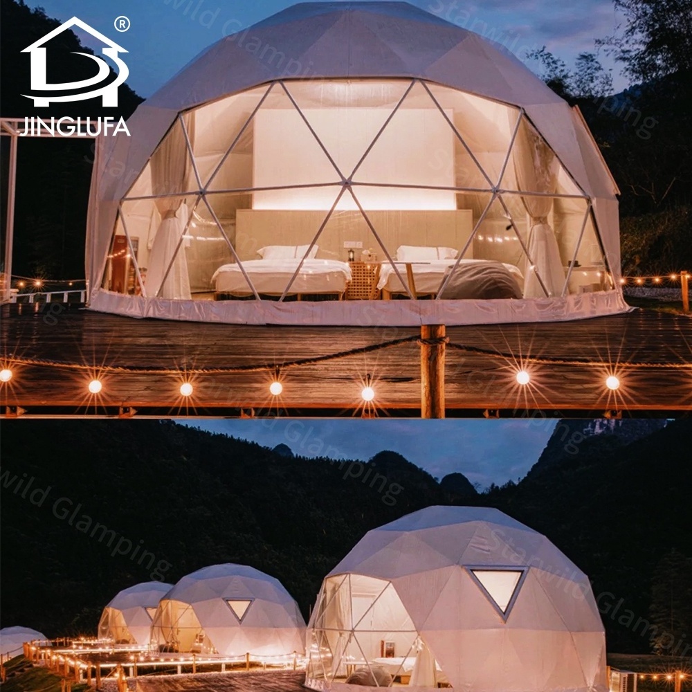 outdoor waterproof glamping camping geodesic dome hotel tent house with bathroom