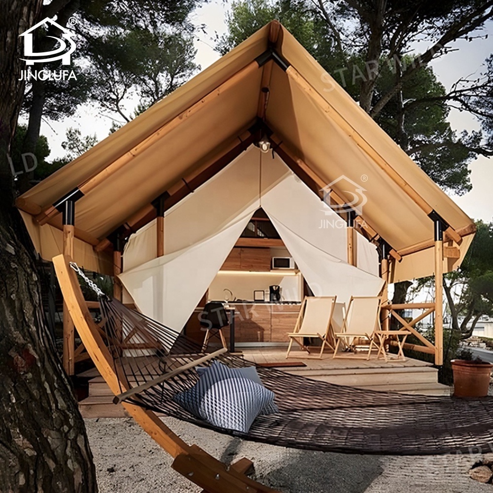 2024 New Design Outdoor Waterproof Steel Frame Family Canvas Tent Luxury Hotel Living Resort Glamping Safari hotel Tent