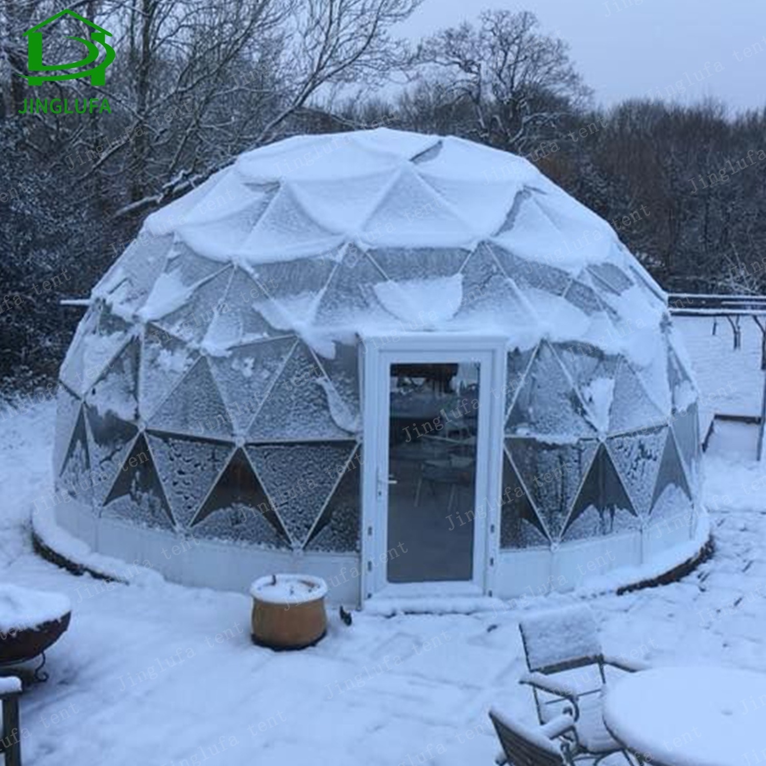 outdoor waterproof PC glamping safari round geodesic dome house tent cotton insulation