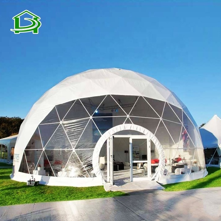 outdoor event waterproof PVC prefab glamping geodesic dome tent house