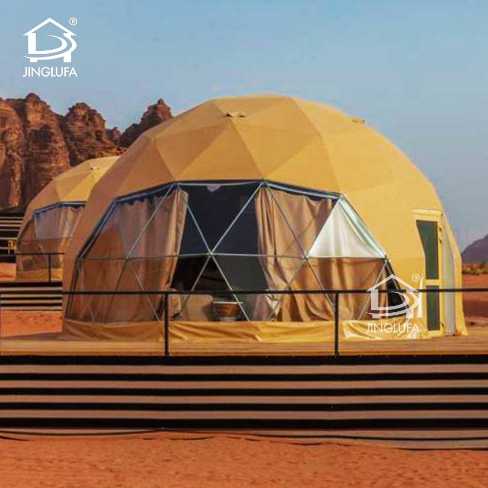 outdoor waterproof PC glamping safari round geodesic dome house tent cotton insulation