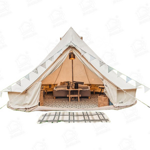 outdoor large family glamping canvas bell tent waterproof pyramid camping tent