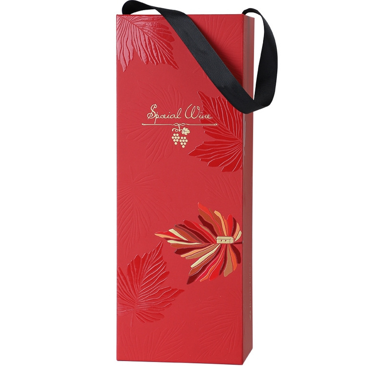 Wholesale Luxury Wine Bottle Packaging Box UV Foldable Cardboard Paper Box for Wine Packaging