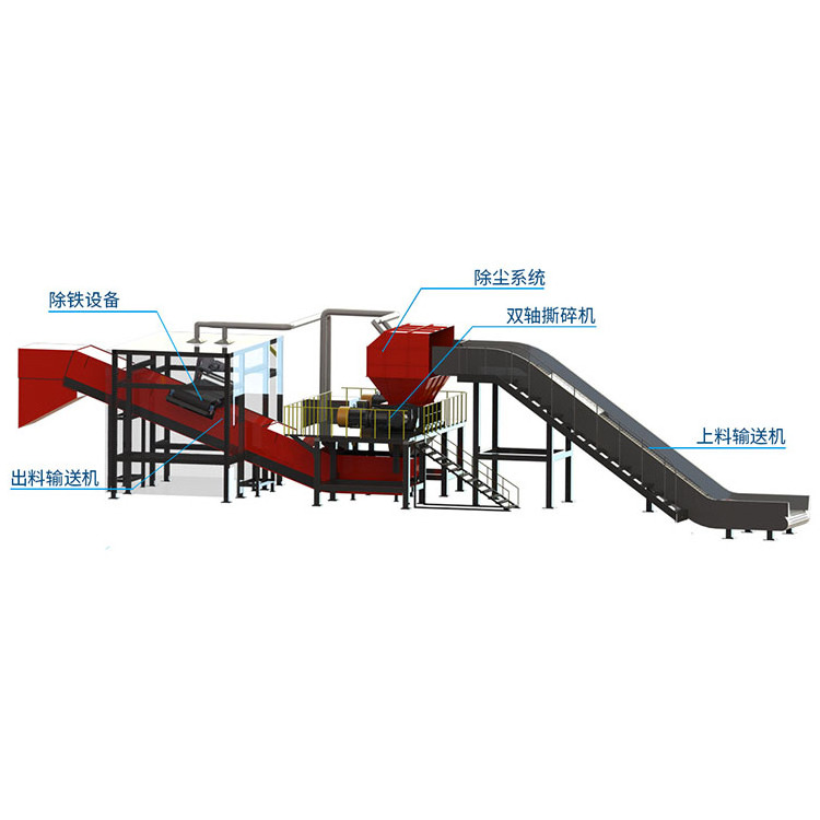 large waste crushing and sorting line/large waste furniture recycling production line