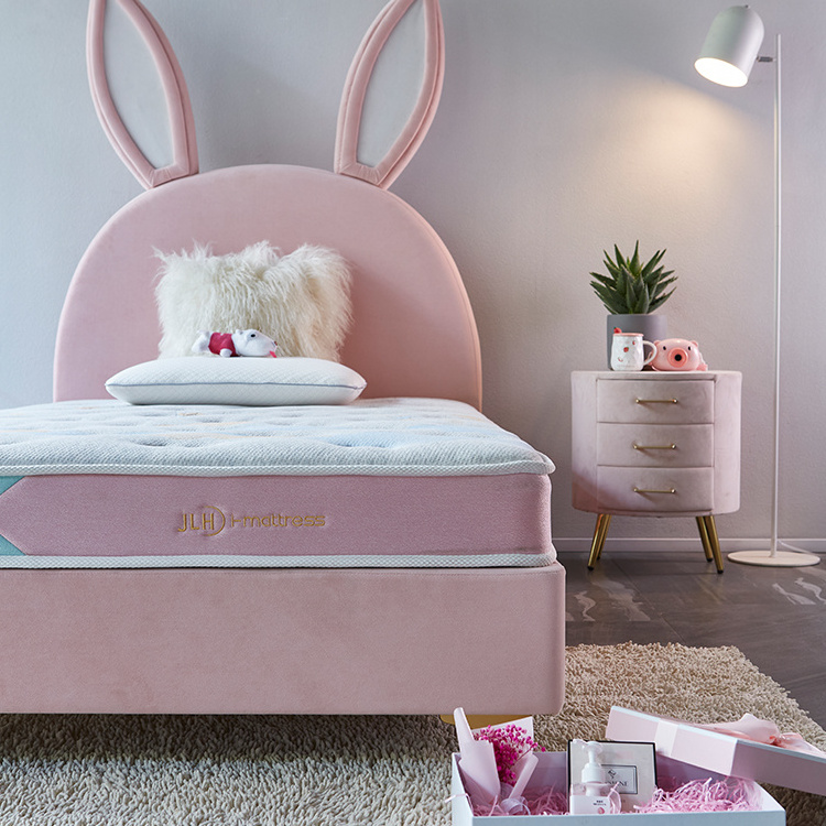 MOQ1 pcs Comfortable Soft And Warm Cute Pink Rabbit Upholstered Single  Upholst kids Beds Children bed furniture