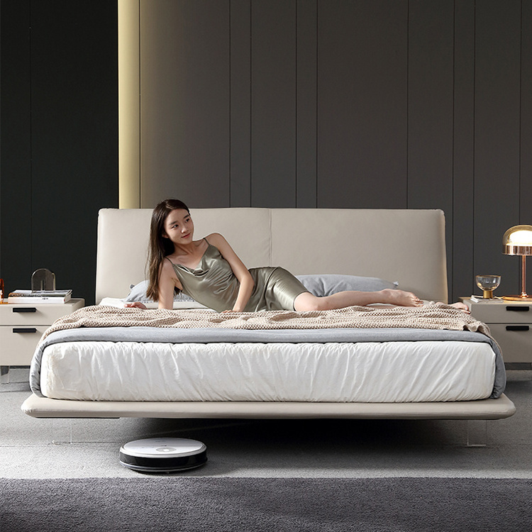 Italian modern minimalist design Floating bed design up-holstered beds room furniture Soft Bed