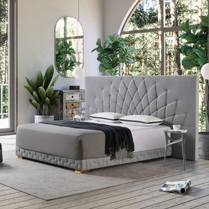 Luxury Bed Headboard Tufted Wedding King Size Upholstered Bed Premium Bedroom Furniture