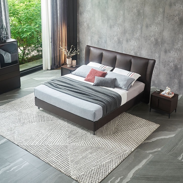 Modern Bedroom Cama Leather Upholstered Bed 1.8 M Double Bed