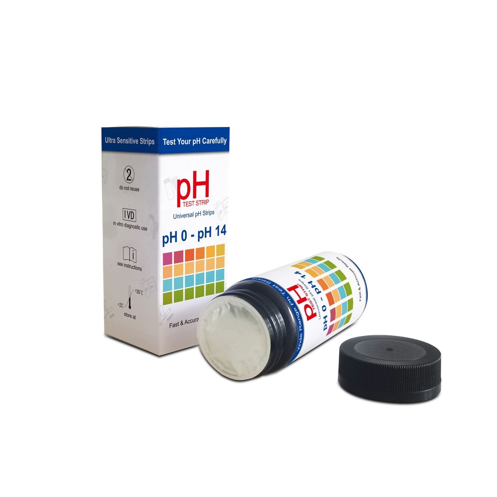 PH Reagent Strips, 100 Pieces PH Test Strips Fast, Accurate Result, Portable PH Test Strips for Testing Saliva/Urine Liquid