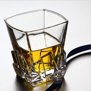 New design glass whiskey crystal whiskey glass cup square rocking whiskey glass for sale