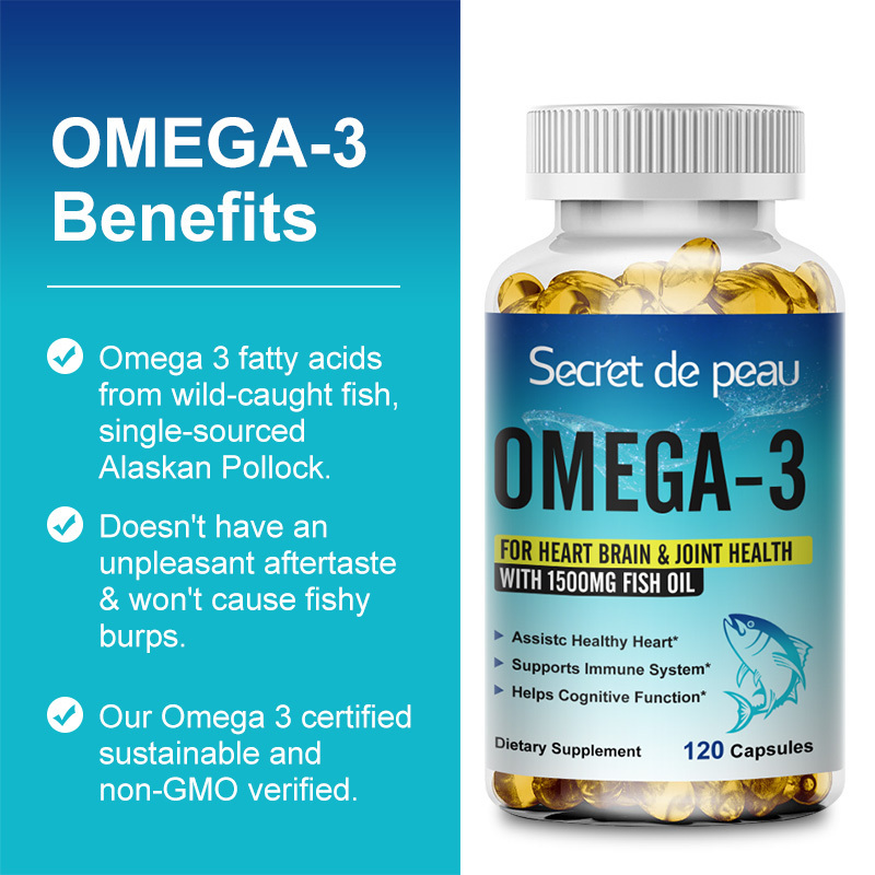 Factory Supply 60pcs OMEGA 3 Fish oil softgel Bulk Capsules