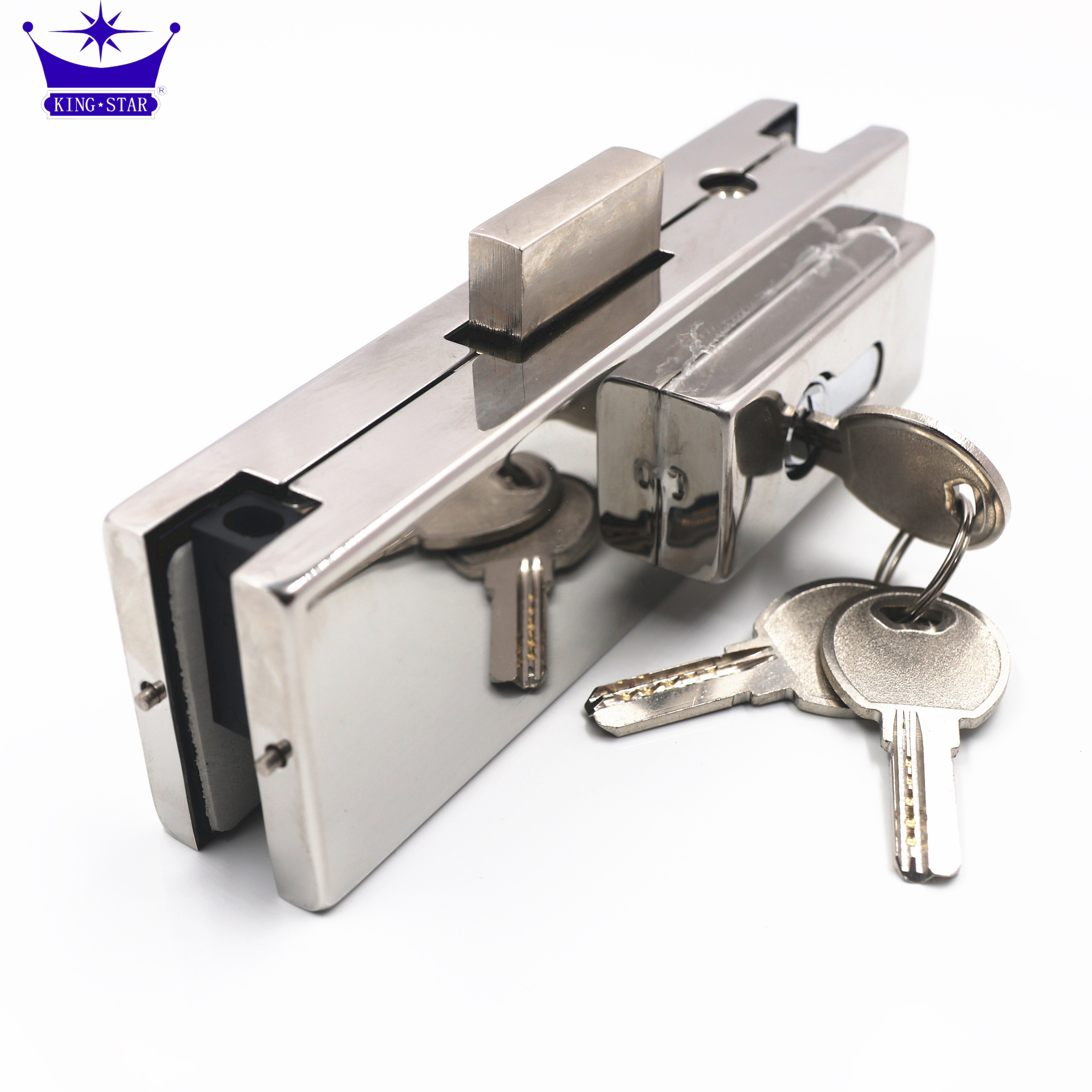 Hydraulic Silver patch fitting lock for glass door