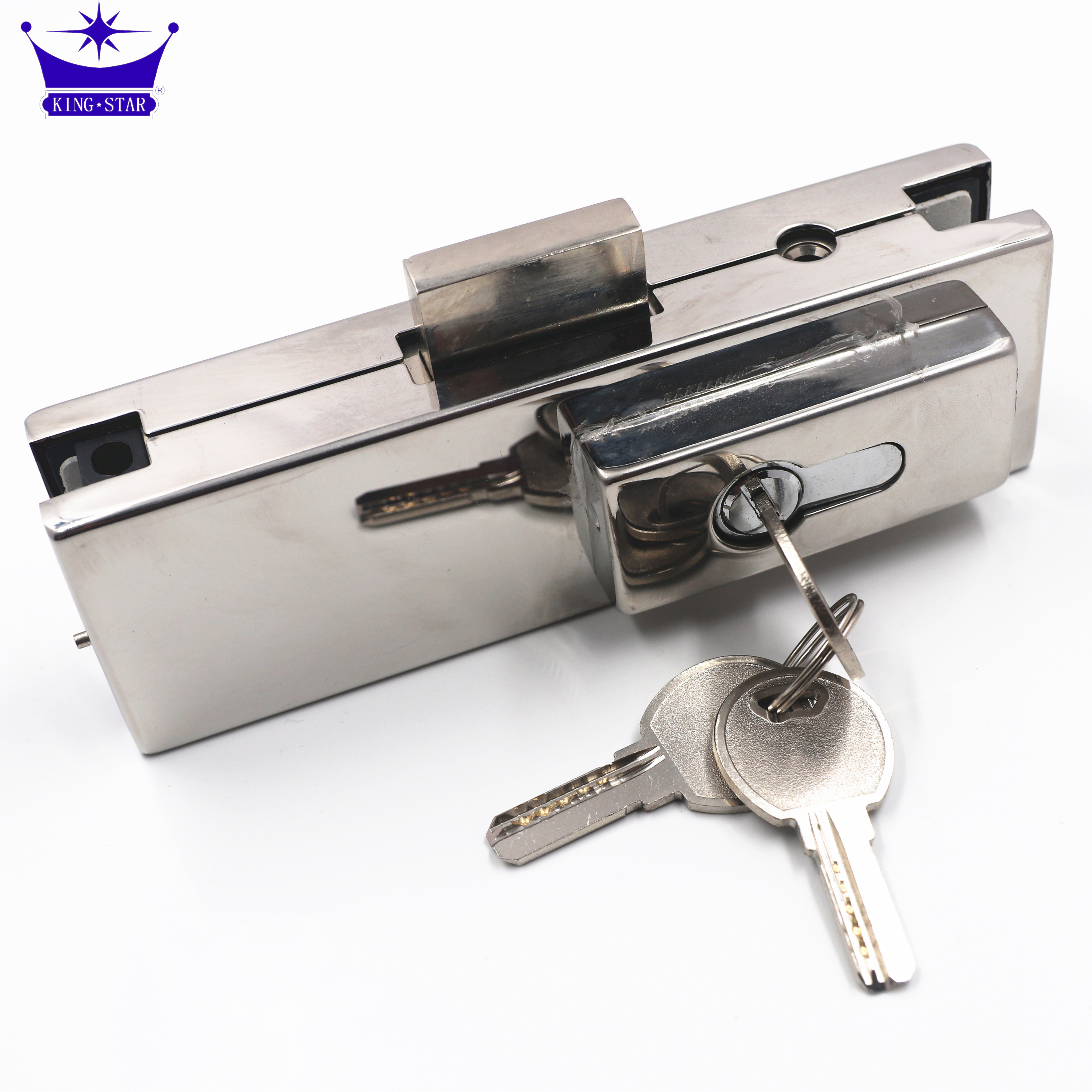 Hydraulic Silver patch fitting lock for glass door