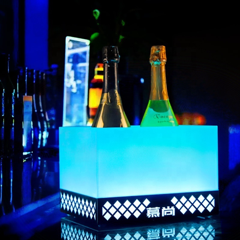 Party night clubs supplies Rechargeable Barrel 3D abyss mirror Laser Champagne Beer Tray LED ice bucket