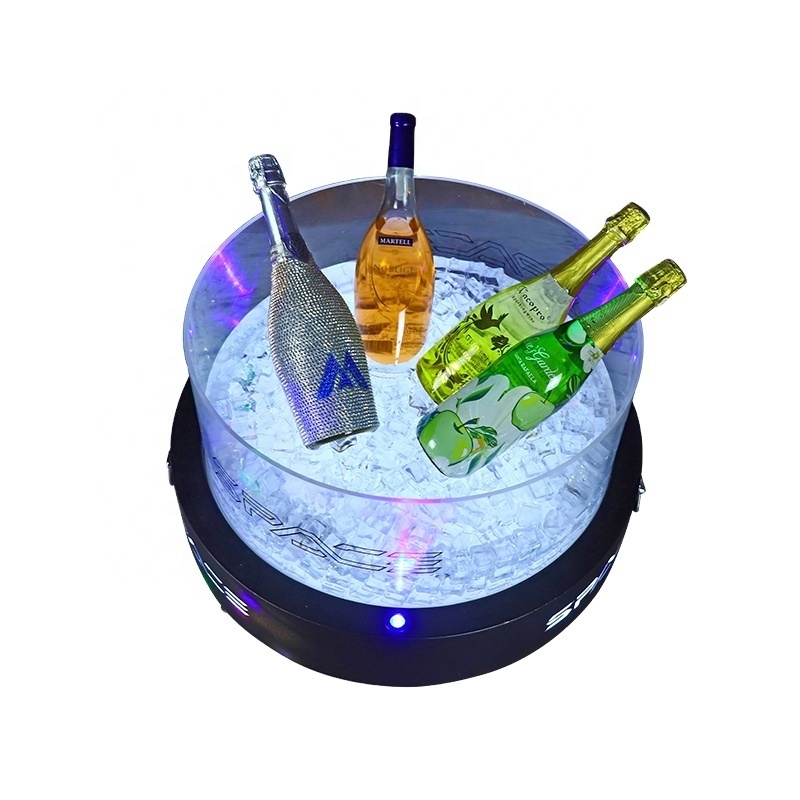 OEM custom large rechargeable light up painting laser metal led ice bucket champagne wine beer bottles display rack