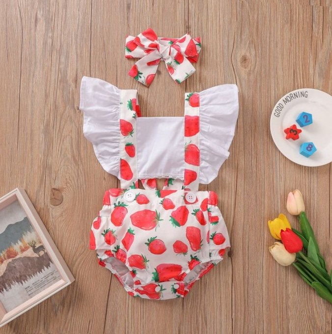 wholesale cute printed cotton skin-friendly washable comfortable soft baby girl rompers