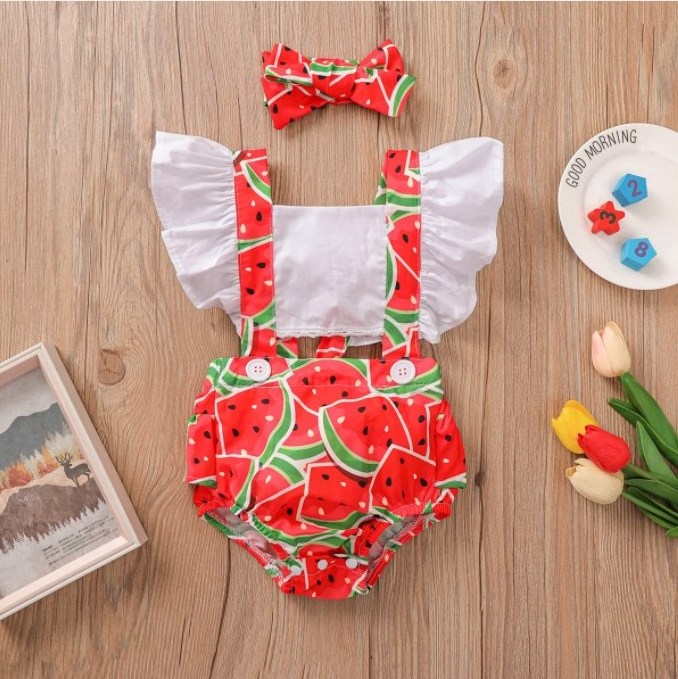 wholesale cute printed cotton skin-friendly washable comfortable soft baby girl rompers