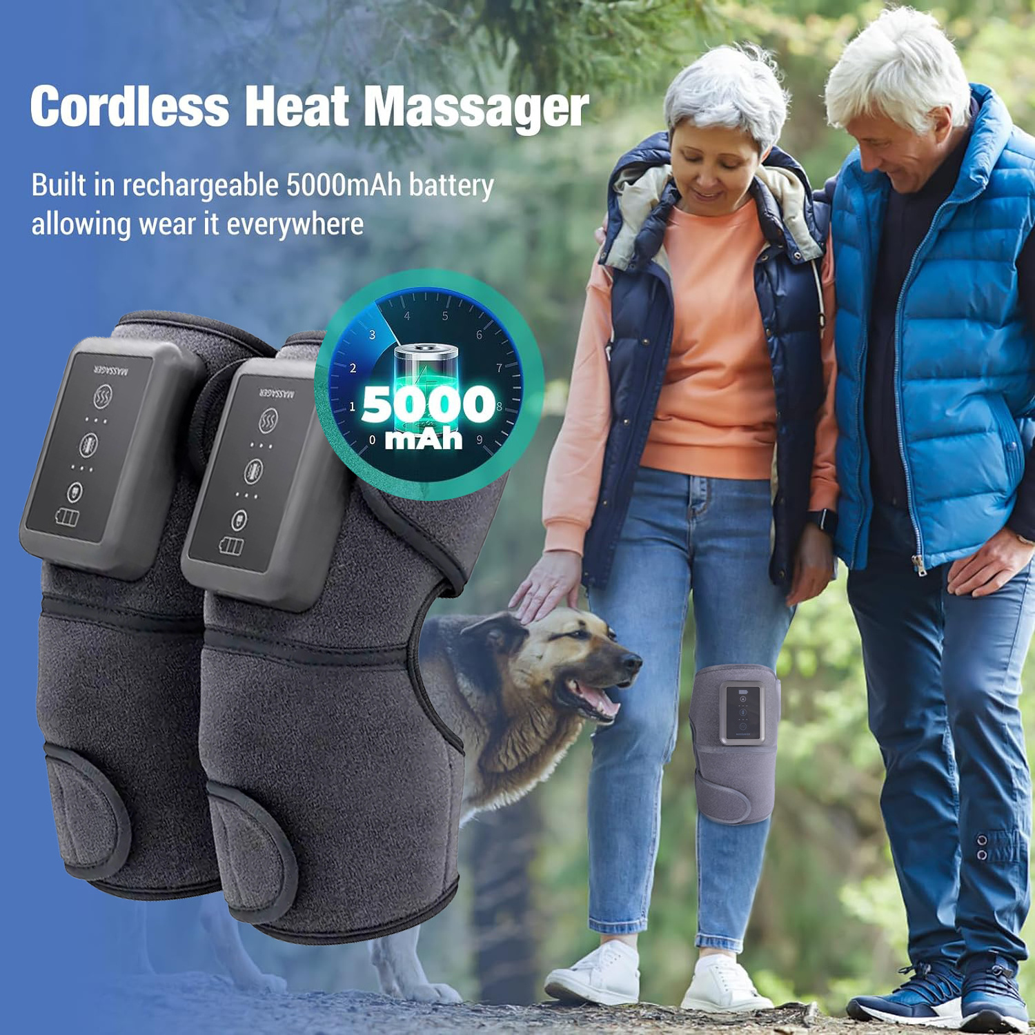 Hot Sell Vibration Heated Knee Brace Wrap Massage Leg Massager Heated Knee Pad Stress Relief Vibration Shoulder Knee Massager