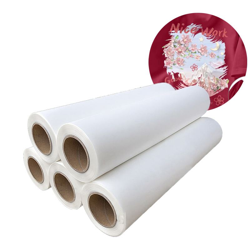 60cm dtf roll hot peel dtf film roll 60cm pet heat transfer film paper 75micron dtf printing film