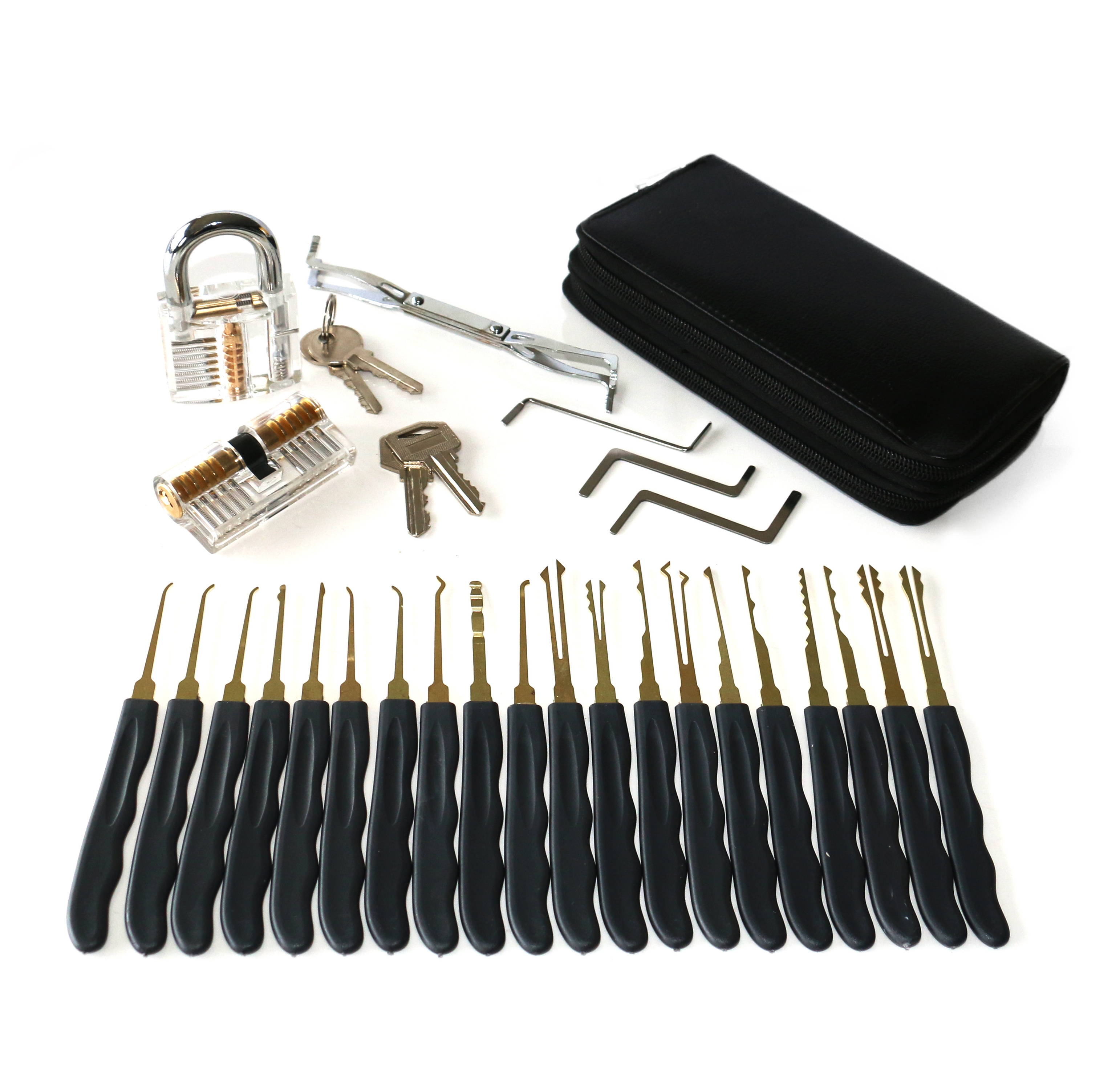 24pcs Locksmith Supplies Pick Tools Set Wiht 2pcs Clear Practice Lock