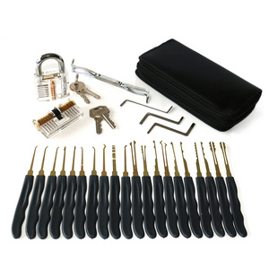 24pcs Locksmith Supplies Pick Tools Set Wiht 2pcs Clear Practice Lock