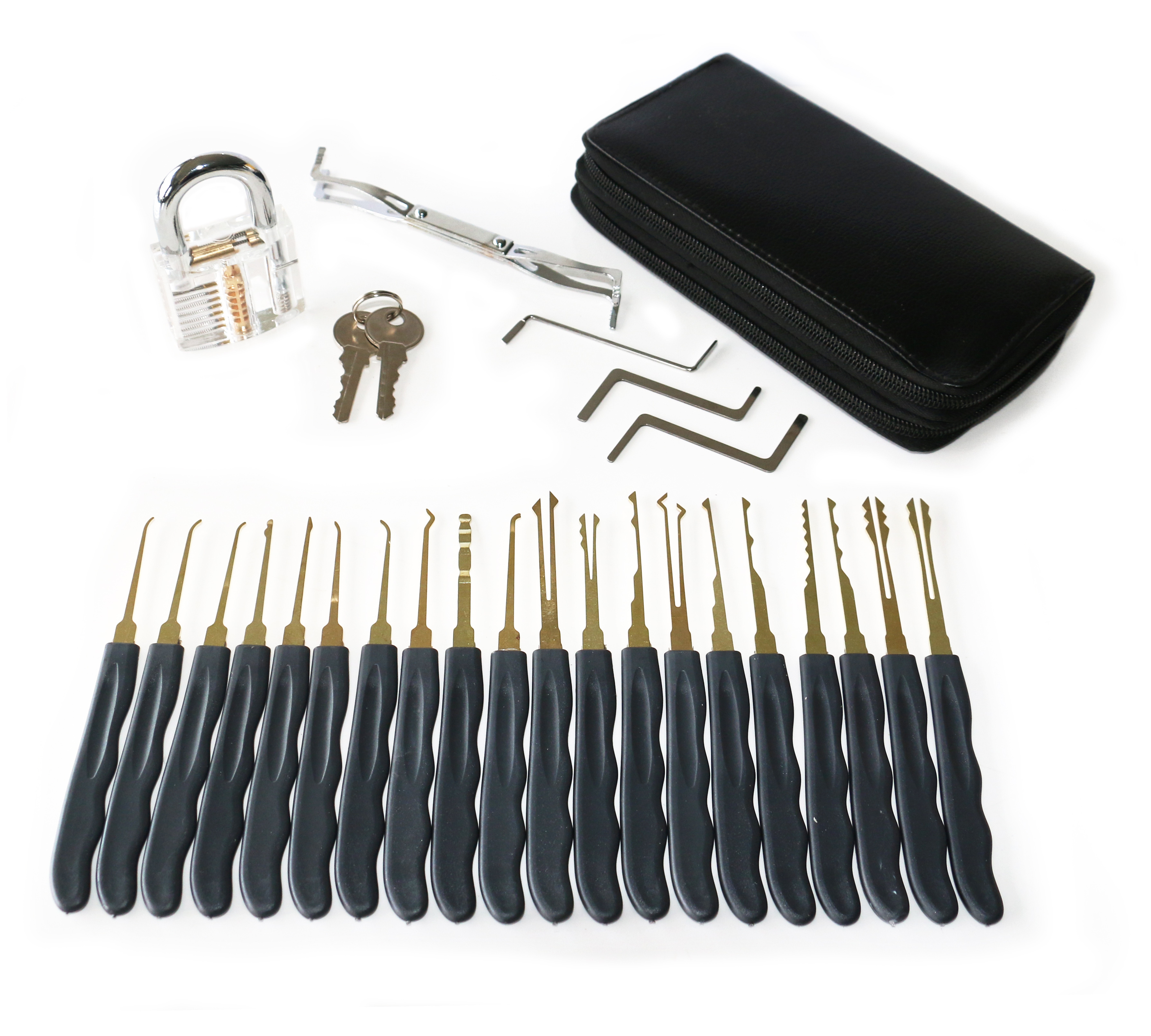 Clear Padlock With 24pcs Locksmith Supplies Practice Lock Pick Tools Set