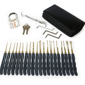 Clear Padlock With 24pcs Locksmith Supplies Practice Lock Pick Tools Set