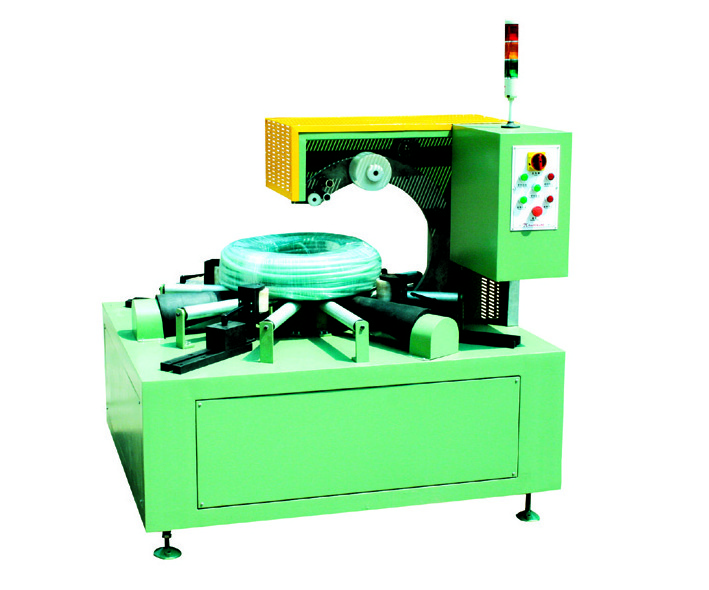 Spiral hose coil packing machine, pipe coil wrapping machine