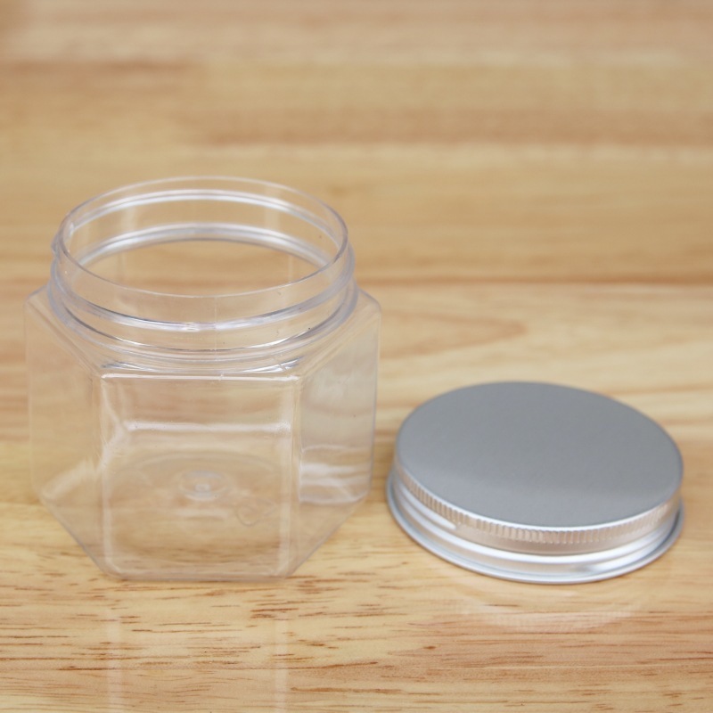 110ml PET Jar Container 110g PET Jars Print with Lid Hexagon Plastic with Aluminium Cap Food White ZHEJIANG Plastic Jars 5 G