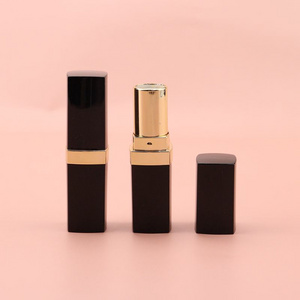 In stock wholesale square black empty lipstick tubes with gold middle plastic lipstick containers bulk