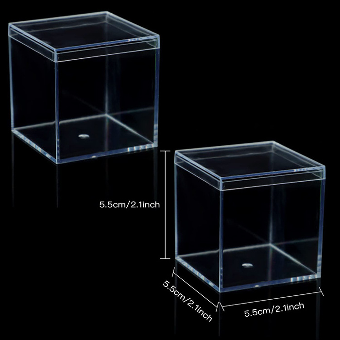 Wholesale Square Custom Cheap Clear Acrylic Case Candy Cube Box for Packing Wedding Favor Box with Lid Food Transparent Cake Box