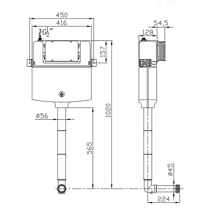 Ce Flush Squat Toilet Wc Water Tank Concealed Cistern