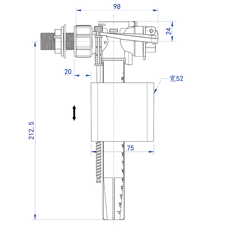 Toilet Tank Side Fill Valve