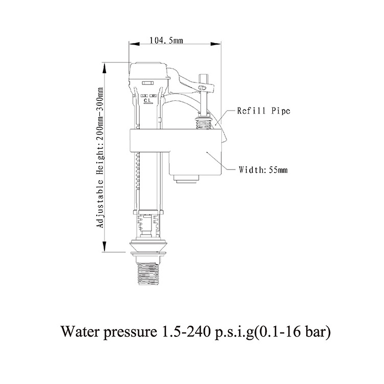 Toilet adjustable bottom entry inlet valve Wras Upc Universal bathroom fill valve competitive price Xiamen factory