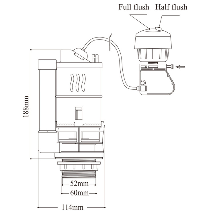 High Quality Repair Kitting Toilet Mechanism Cable Dual Flush Valve